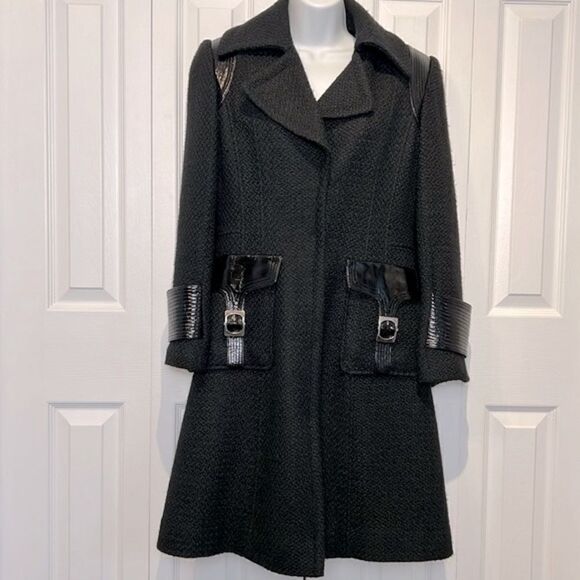 Ross Mayer Black Boucle Wool Lined Winter Coat Size 4 - Picture 1 of 16